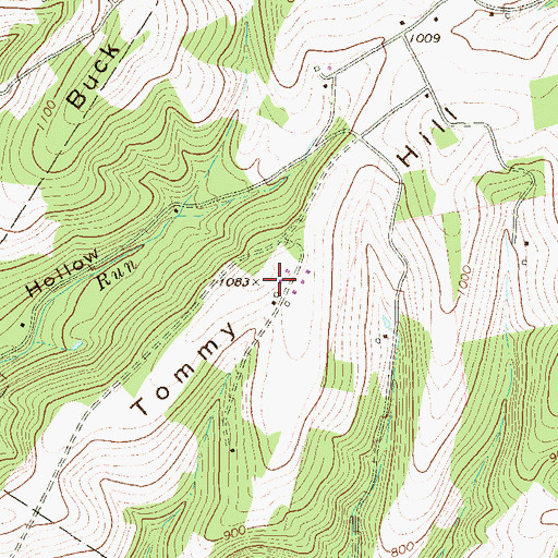 Topographic Map of Tommy Hill, PA