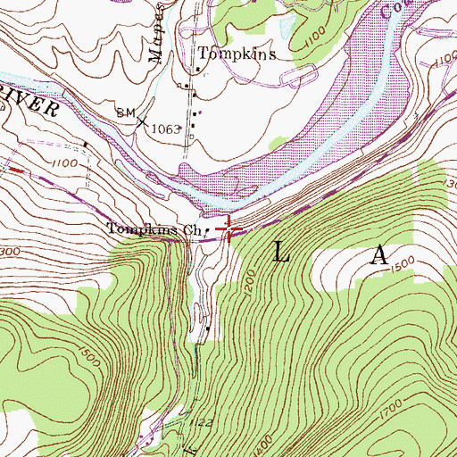 Topographic Map of Tompkins Church, PA