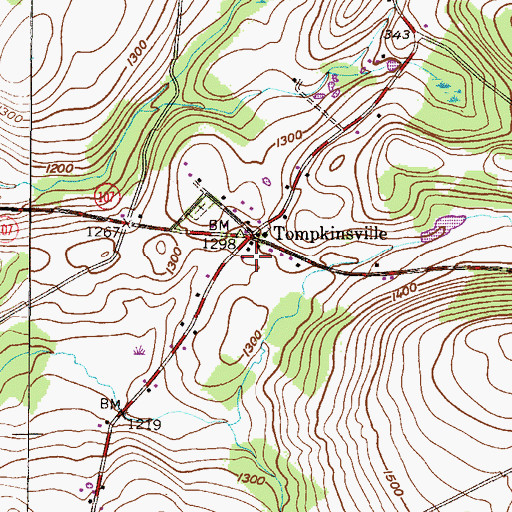 Topographic Map of Tompkinsville, PA