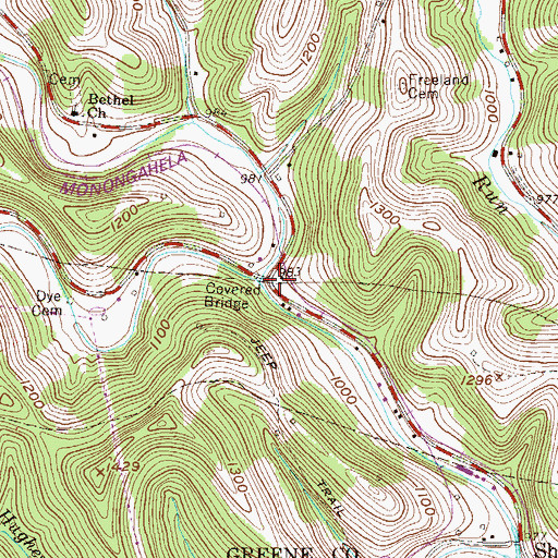 Topographic Map of Toms Run, PA