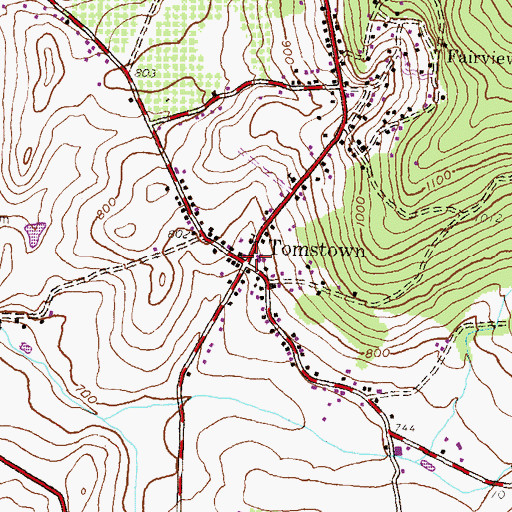 Topographic Map of Tomstown, PA