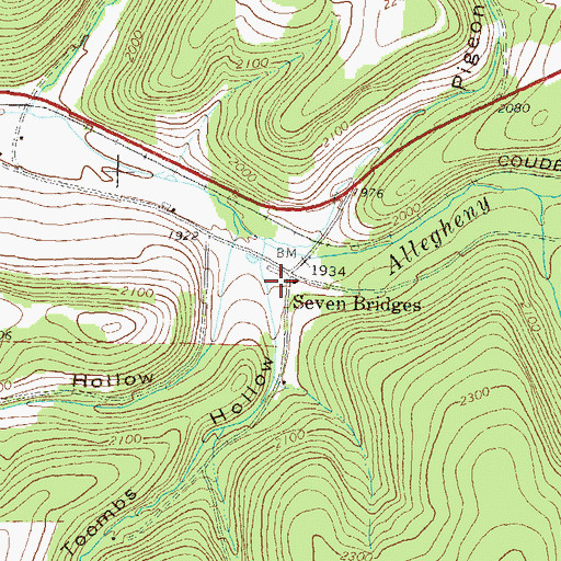Topographic Map of Toombs Hollow, PA