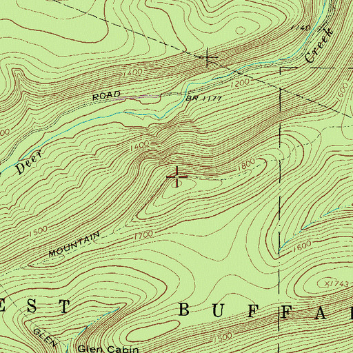 Topographic Map of Top Mountain Trail, PA
