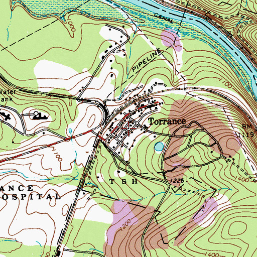Topographic Map of Torrance, PA