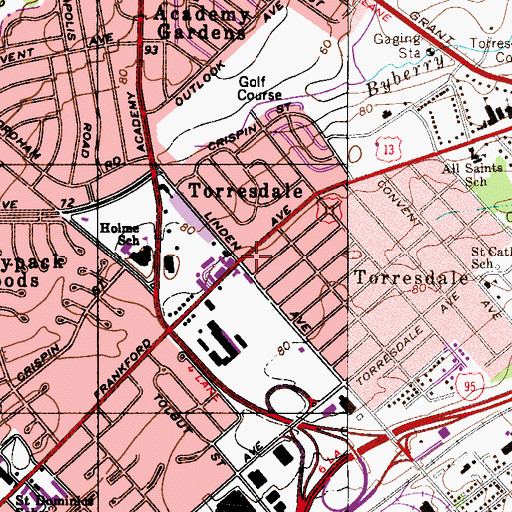 Topographic Map of Torresdale, PA