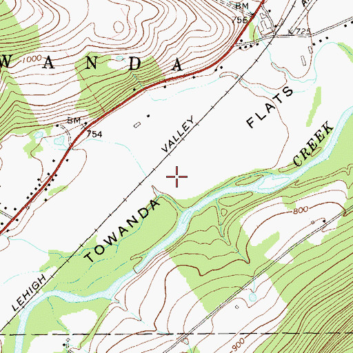 Topographic Map of Towanda Flats, PA