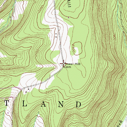 Topographic Map of Tower Hill Cemetery, PA