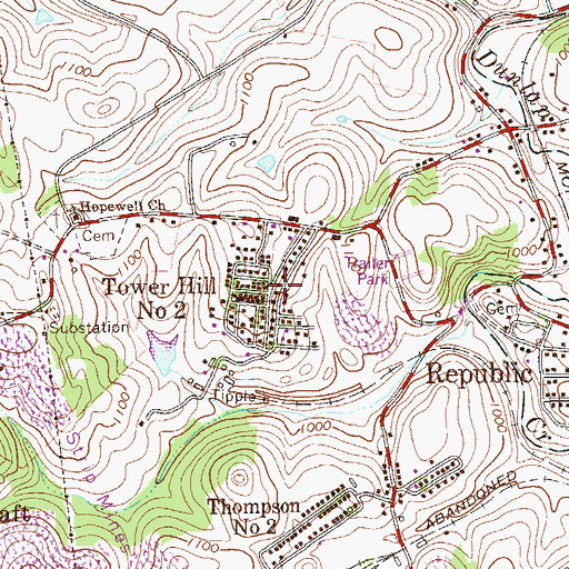 Topographic Map of Tower Hill Number Two, PA