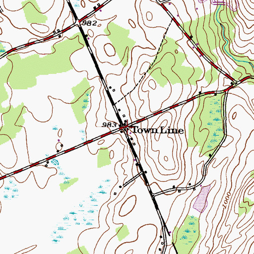 Topographic Map of Town Line, PA