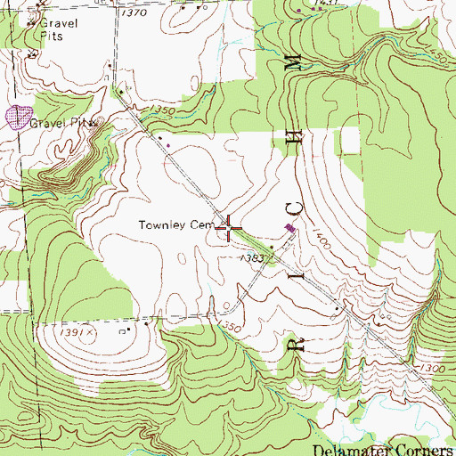 Topographic Map of Townley Cemetery, PA