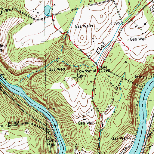 Topographic Map of Townsend Cemetery, PA