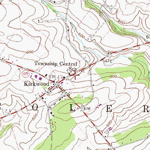 Topographic Map of Township Central School, PA