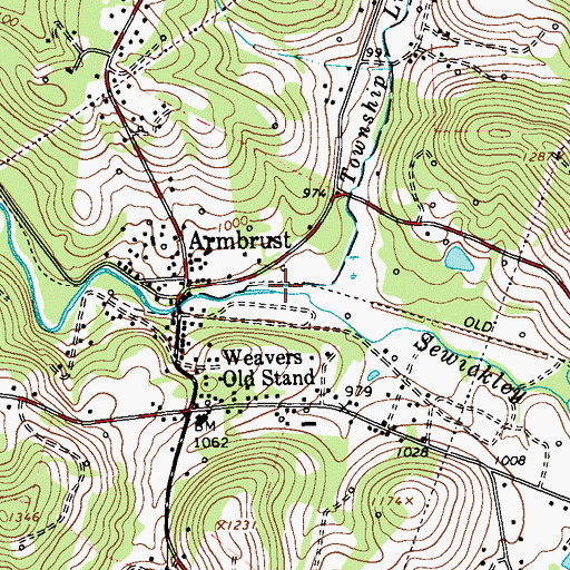 Topographic Map of Township Line Run, PA