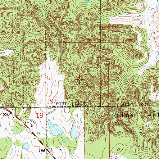Topographic Map of Gilmer Hills, AL