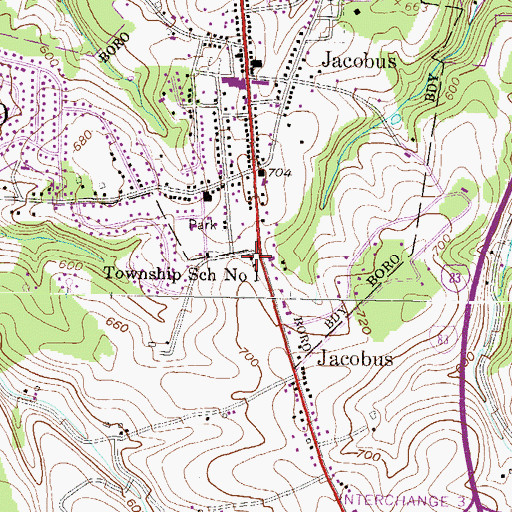 Topographic Map of Springfield Township School Number 1, PA