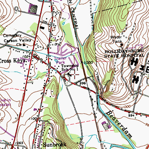 Topographic Map of Township School Number 1, PA