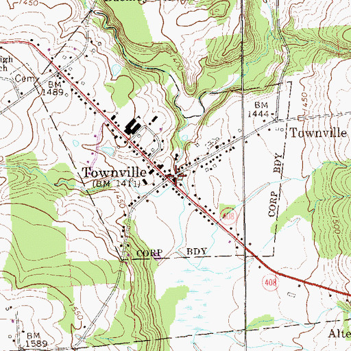 Topographic Map of Townville, PA