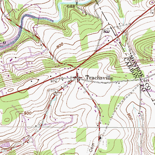 Topographic Map of Trachsville, PA