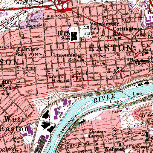 Topographic Map of Trail School, PA