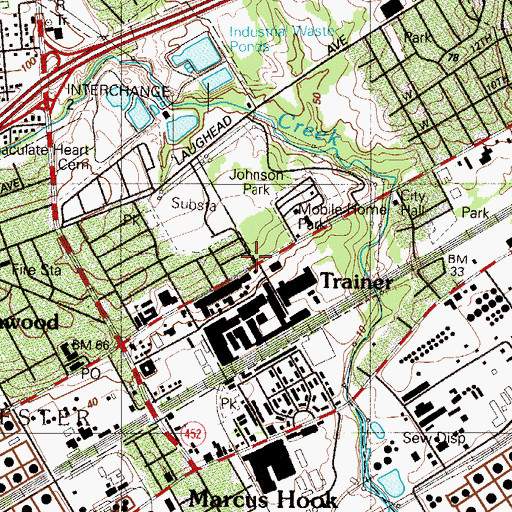 Topographic Map of Trainer, PA