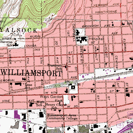 Topographic Map of Transeau School, PA