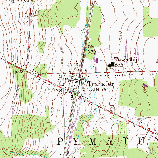 Topographic Map of Transfer, PA
