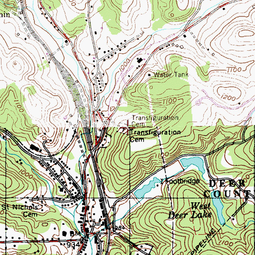 Topographic Map of Transfiguration Cemetery, PA