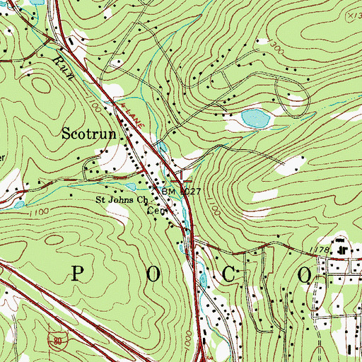 Topographic Map of Transue Run, PA