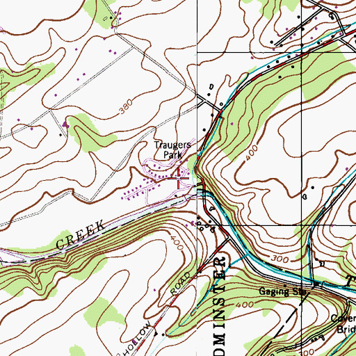 Topographic Map of Traugers Park, PA