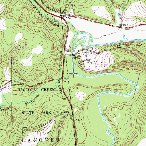 Topographic Map of Traverse Creek, PA