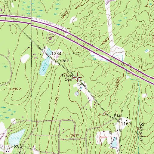 Topographic Map of Travis Cemetery, PA