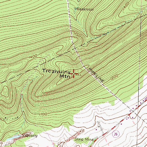 Topographic Map of Trcziyulny Mountain, PA