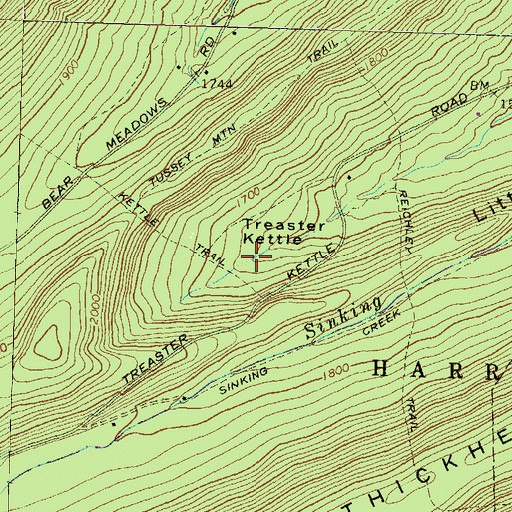 Topographic Map of Treaster Kettle, PA