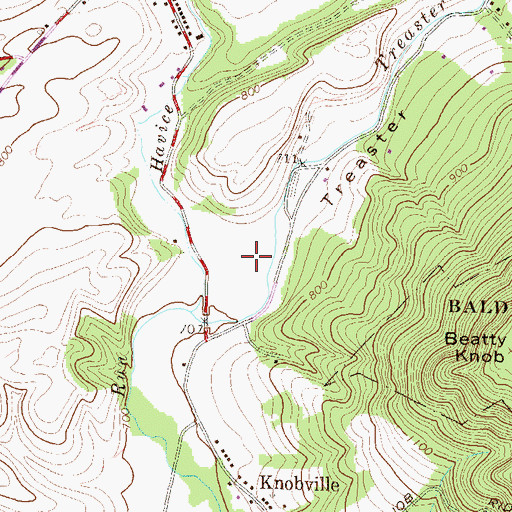 Topographic Map of Treaster Valley, PA