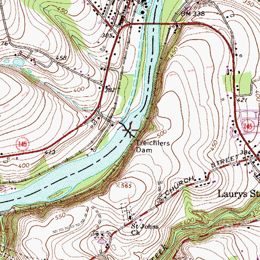 Topographic Map of Treichlers Dam, PA