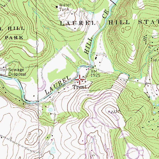 Topographic Map of Trent, PA