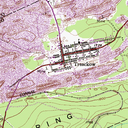 Topographic Map of Tresckow, PA