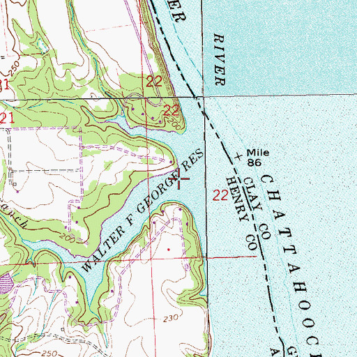 Topographic Map of Gin Branch, AL
