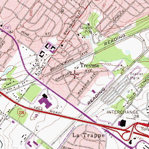Topographic Map of Trevose, PA