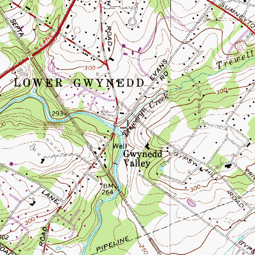 Topographic Map of Trewellyn Creek, PA