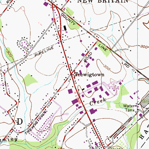 Topographic Map of Trewigtown, PA