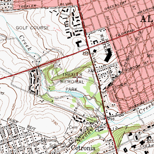 Topographic Map of Trexler Memorial Park, PA