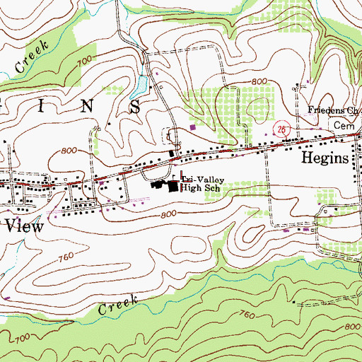 Topographic Map of Tri Valley High School, PA