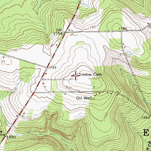 Topographic Map of Trimm Cemetery, PA