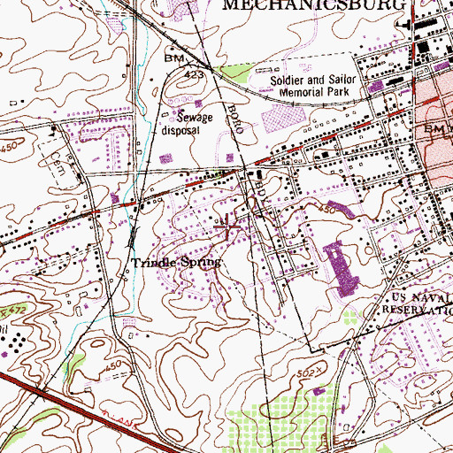 Topographic Map of Trindle Springs, PA