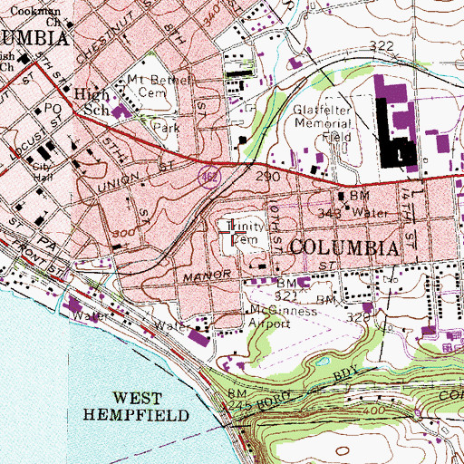 Topographic Map of Trinity Cemetery, PA