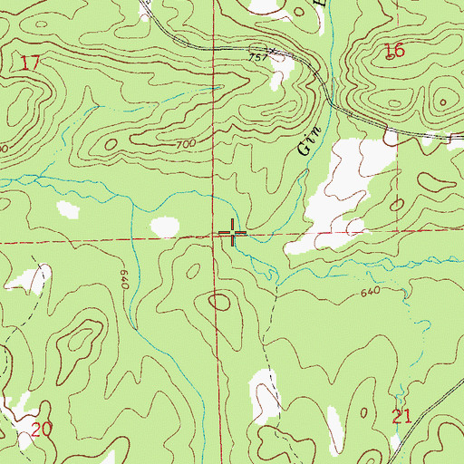 Topographic Map of Gin Branch, AL