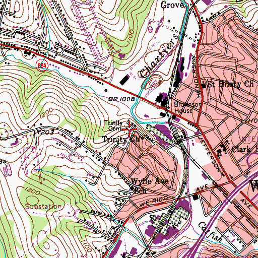Topographic Map of Trinity Cemetery, PA