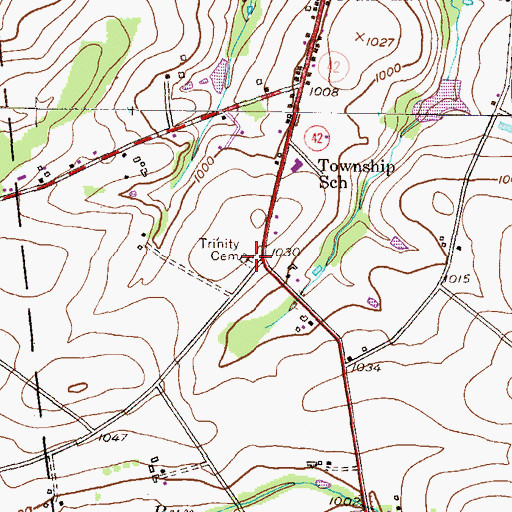 Topographic Map of Trinity Cemetery, PA