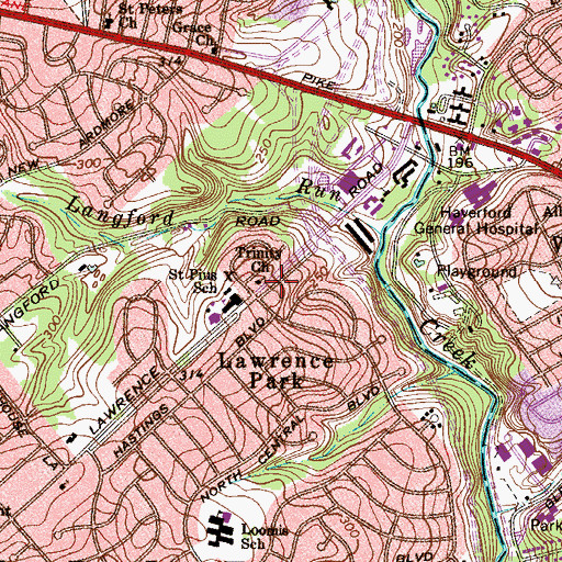 Topographic Map of Trinity Church, PA